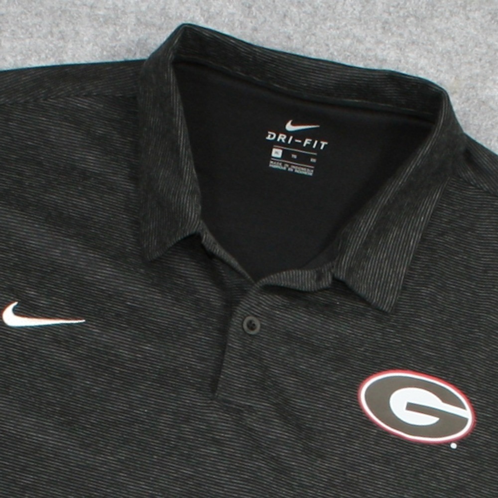 Nike Mens Polo Shirt XL Black Georgia Bulldogs Dri-FIT Short Sleeve Heathered